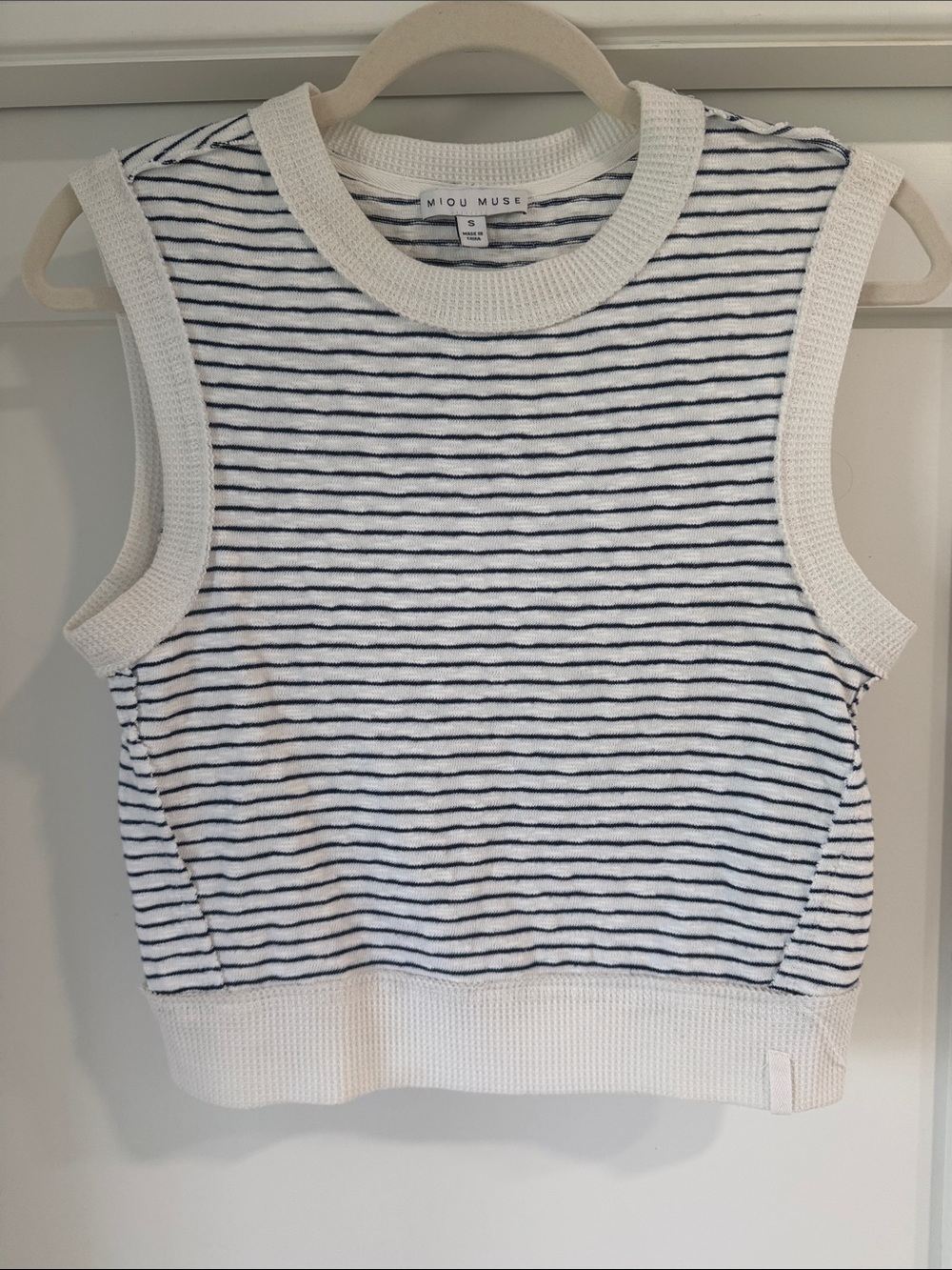 Miou Muse navy and white striped tank size small